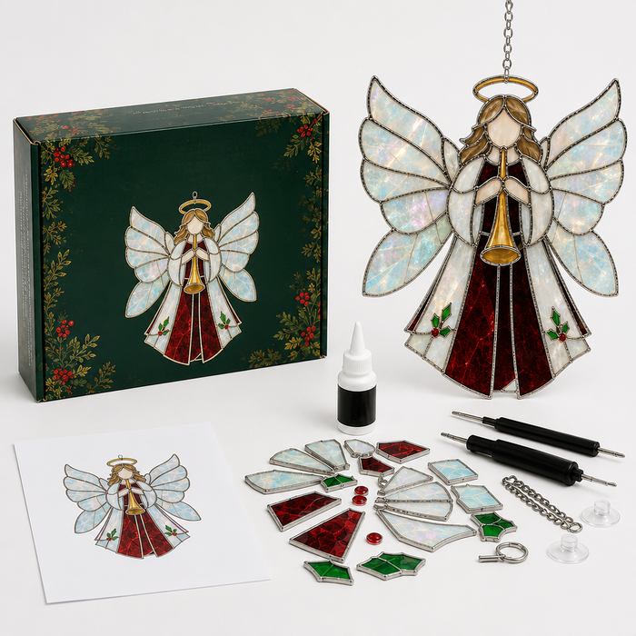 Glimmerpane – 3D Iridescent Suncatcher Ornament Kit (Frames, Panels & Tools) — Santa Claus